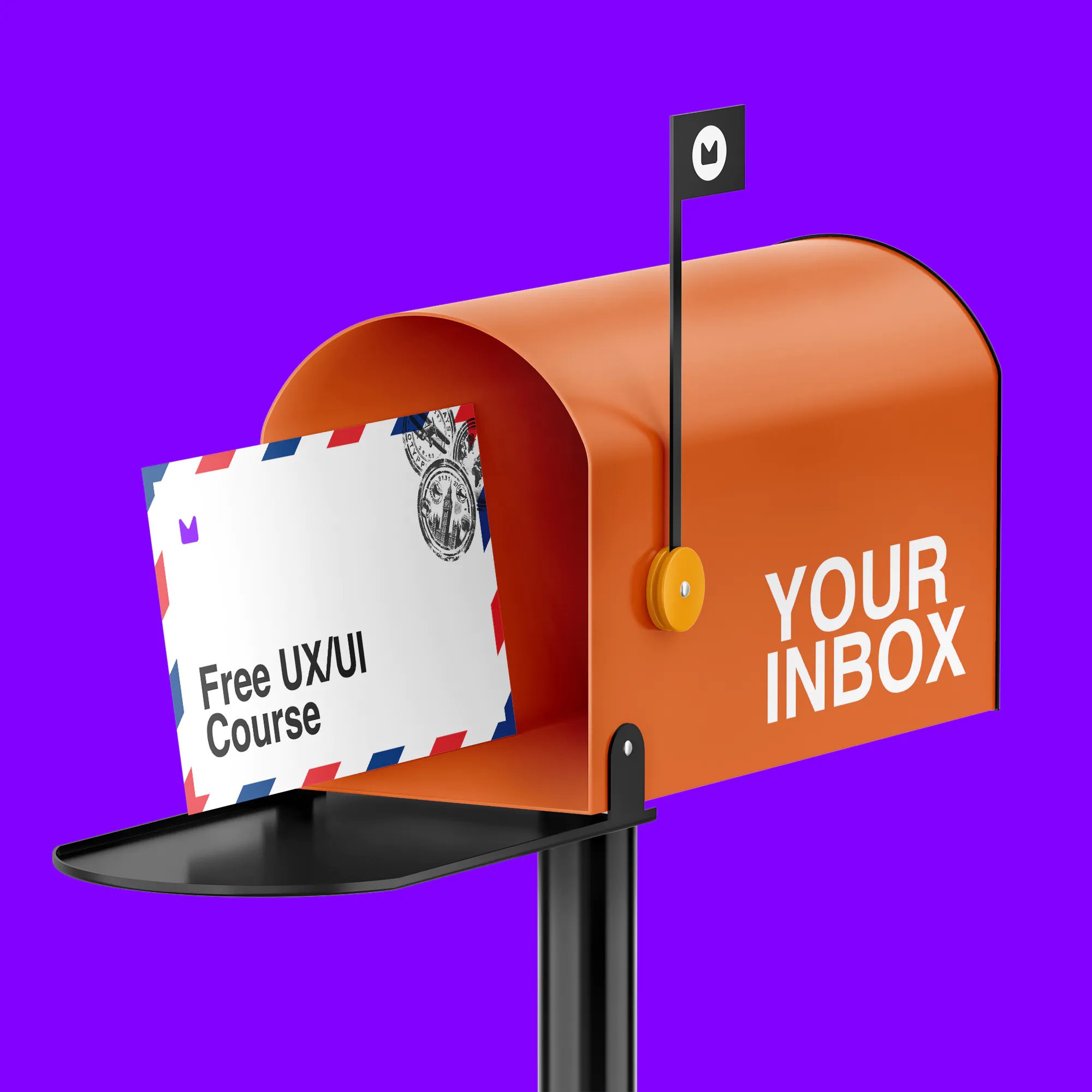 Image depicting a mailbox receiving a free UX/UI course letter